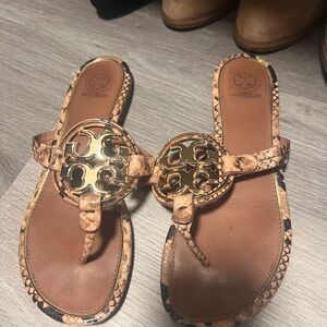 Tory Burch Brown and Gold Sandals